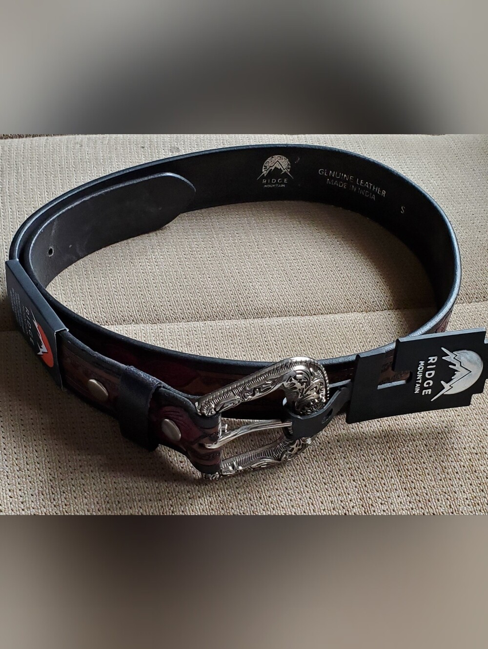 Women's Western Brown Leather Belt with Decorative Silver Buckle